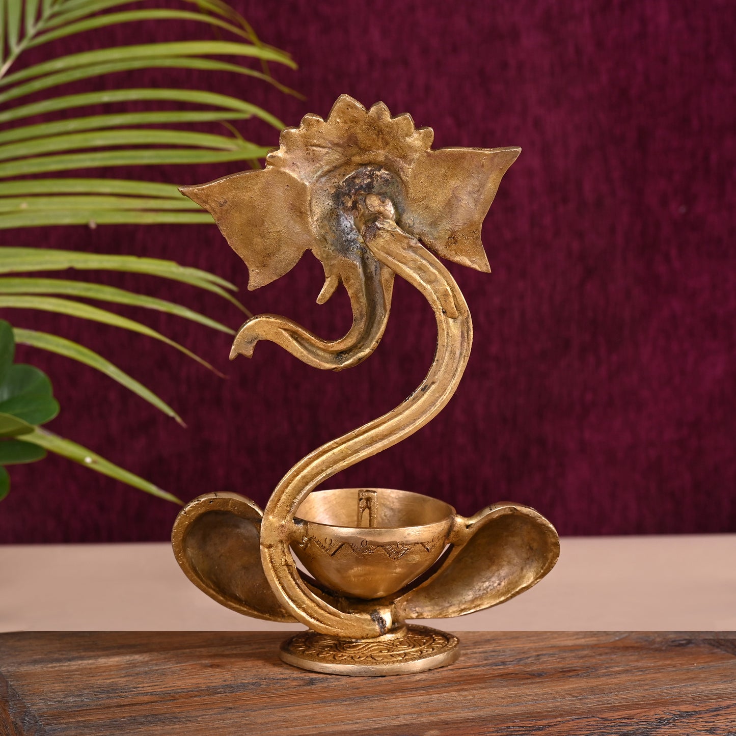 Brass Unique Ganpati idols with Diya ( 7.5" )