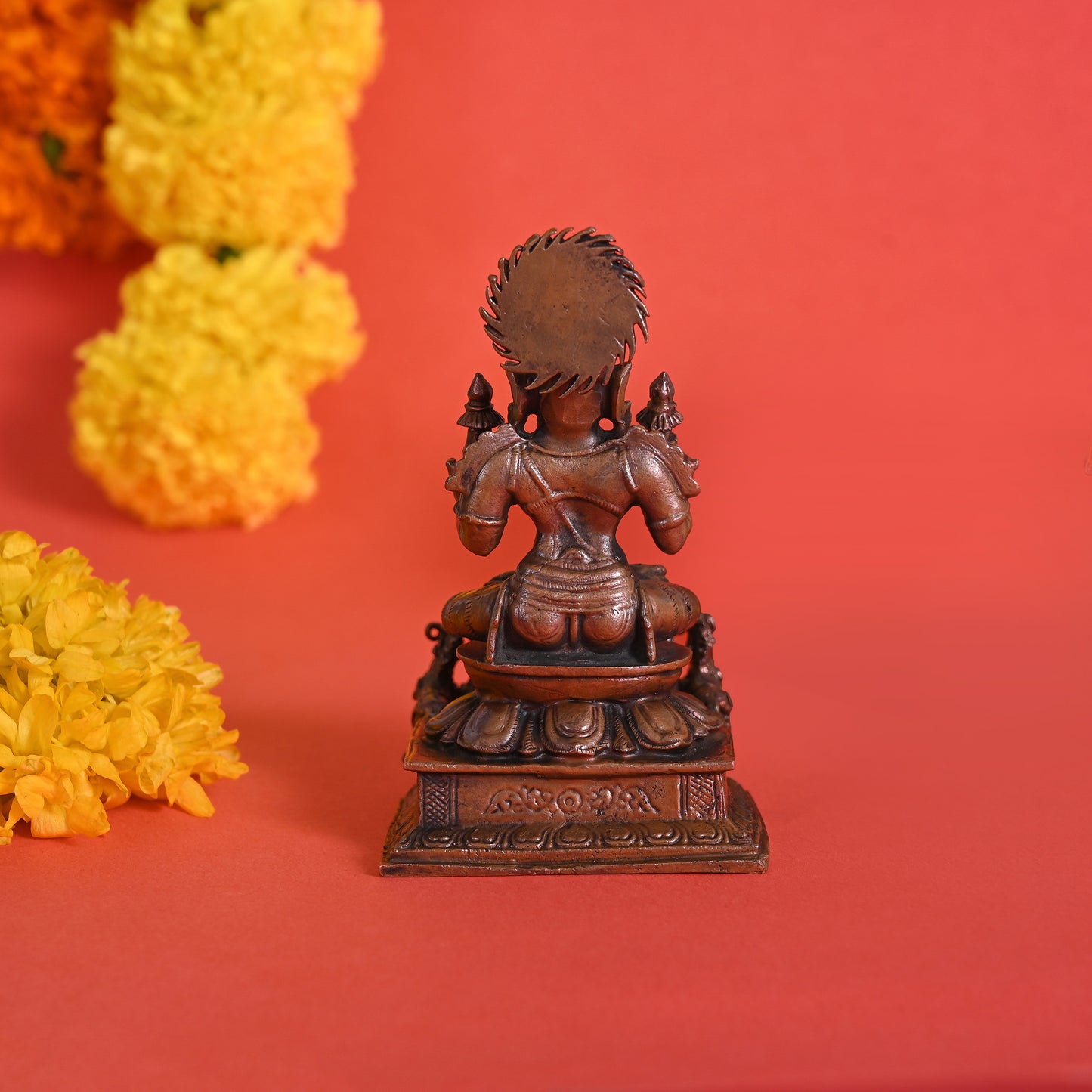 Copper Lord Surya Idol on His Seven Horses Chariot ( 4" )