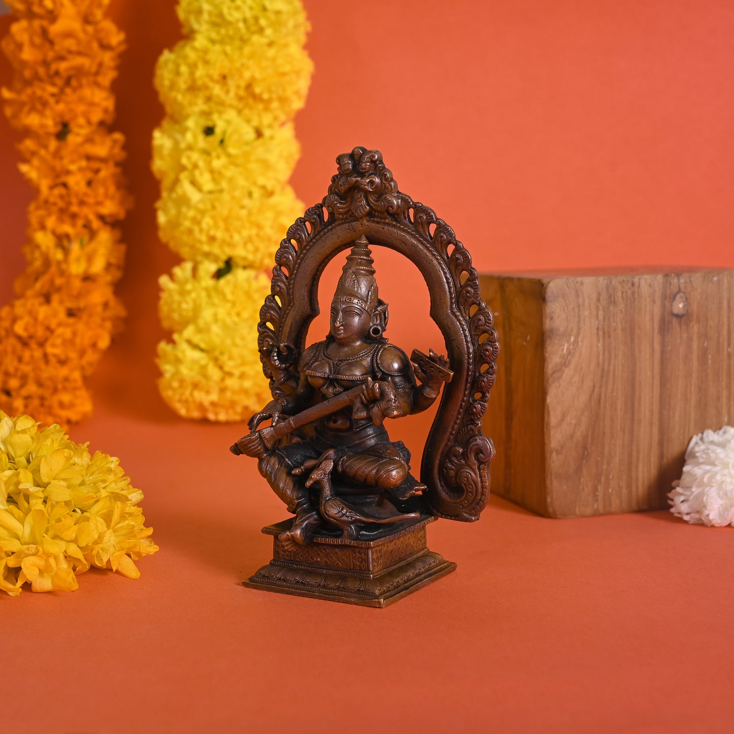 Copper Godess Saraswati Idol ( 5.5" )