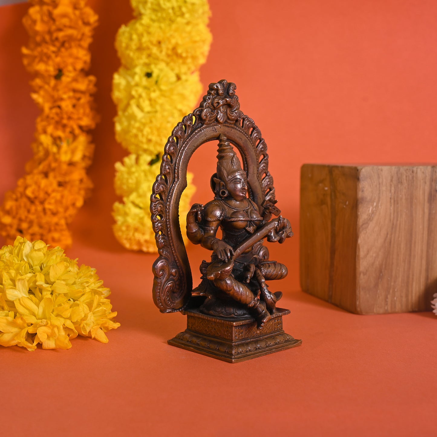 Copper Godess Saraswati Idol ( 5.5" )