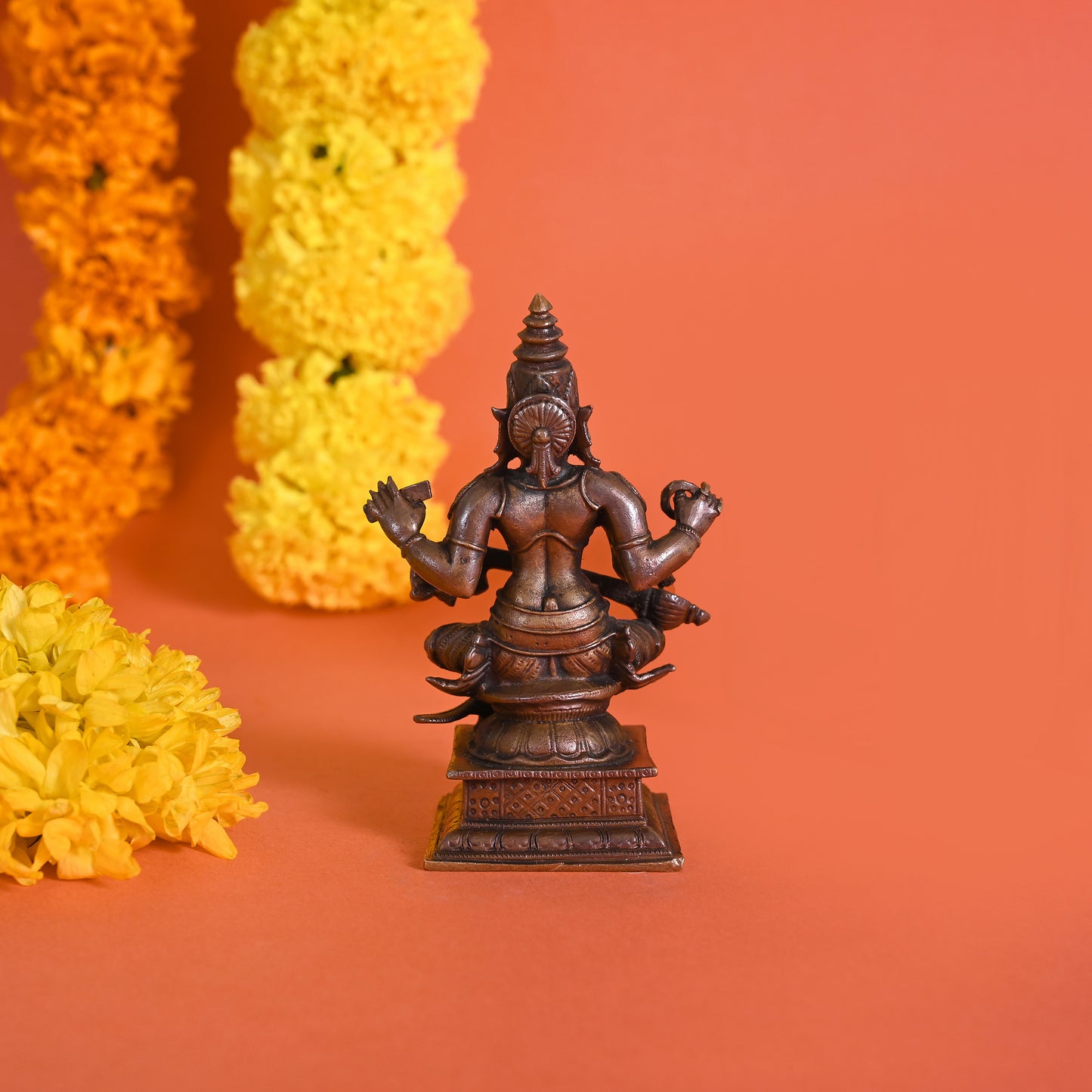 Handmade Copper Godess Saraswati Idol ( 4" )