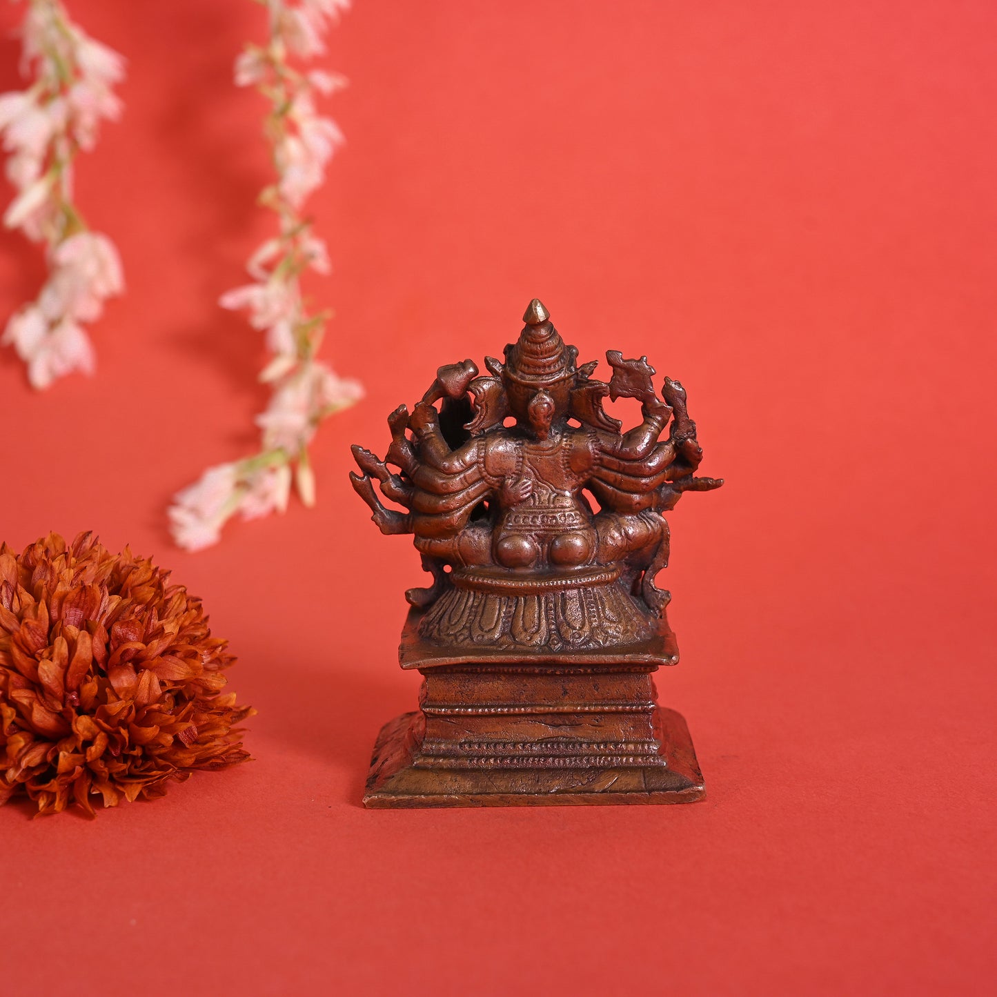 Copper Lord Ganesh & Godess Shakti Idol (4" )