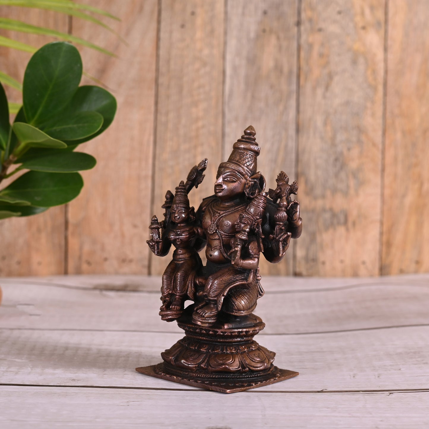 Copper Vishnu With Sridevi & Bhudevi
