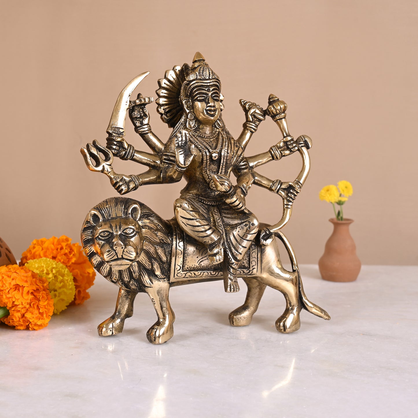 Brass Durga Murti (8")