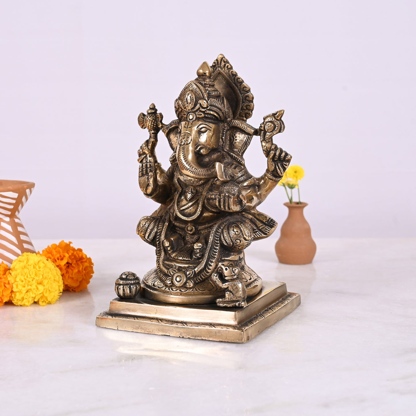 Brass Ganesh Murti (7")