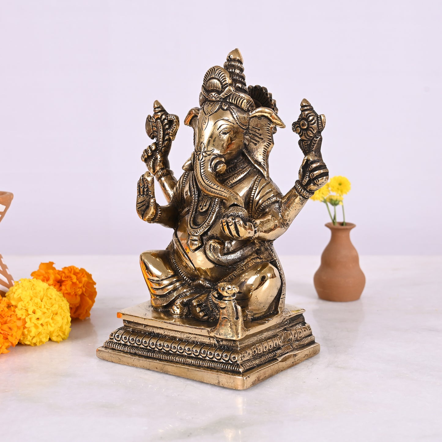 Brass Vinayagar Statue for home (7")