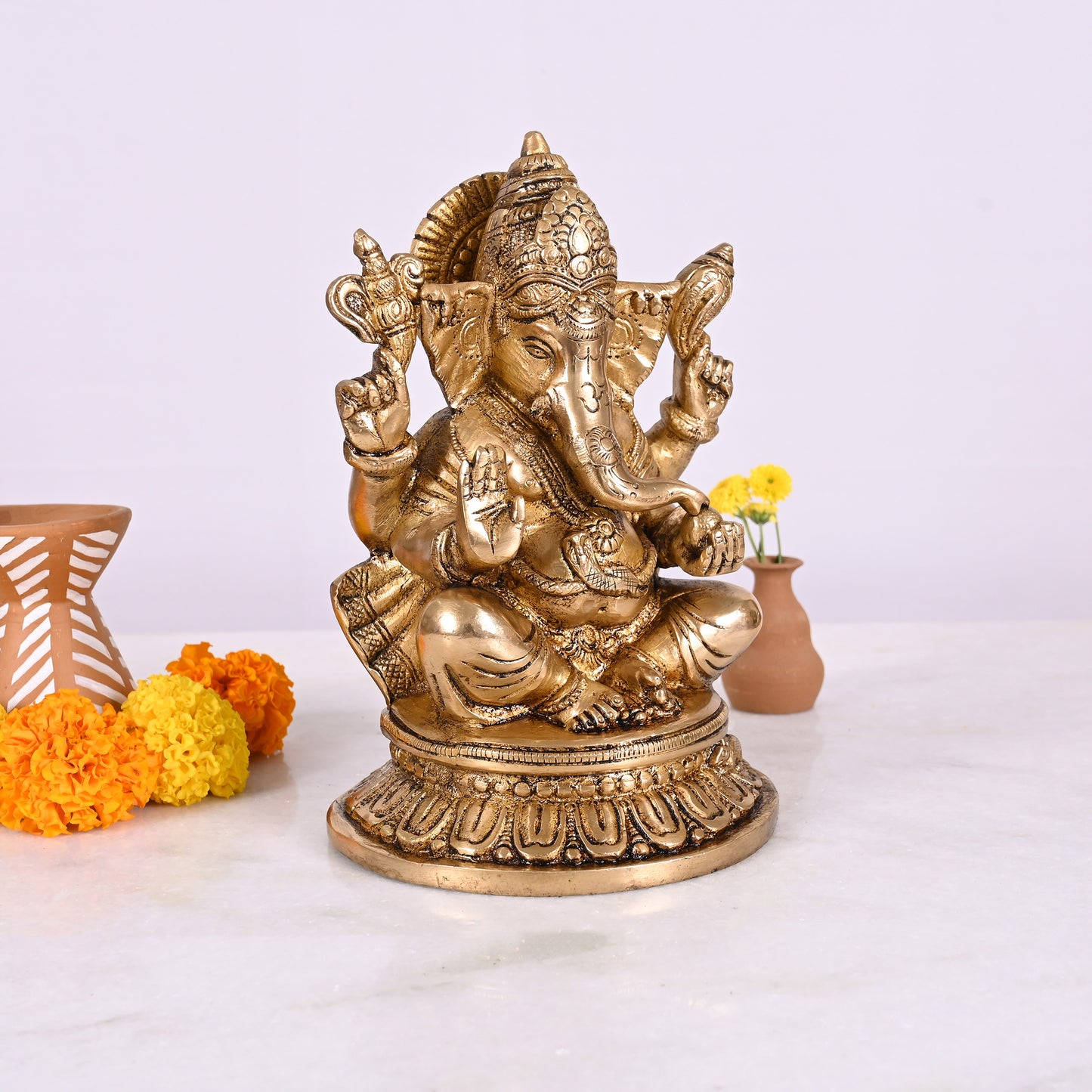 Brass Pooja Ganesh Idol (5")