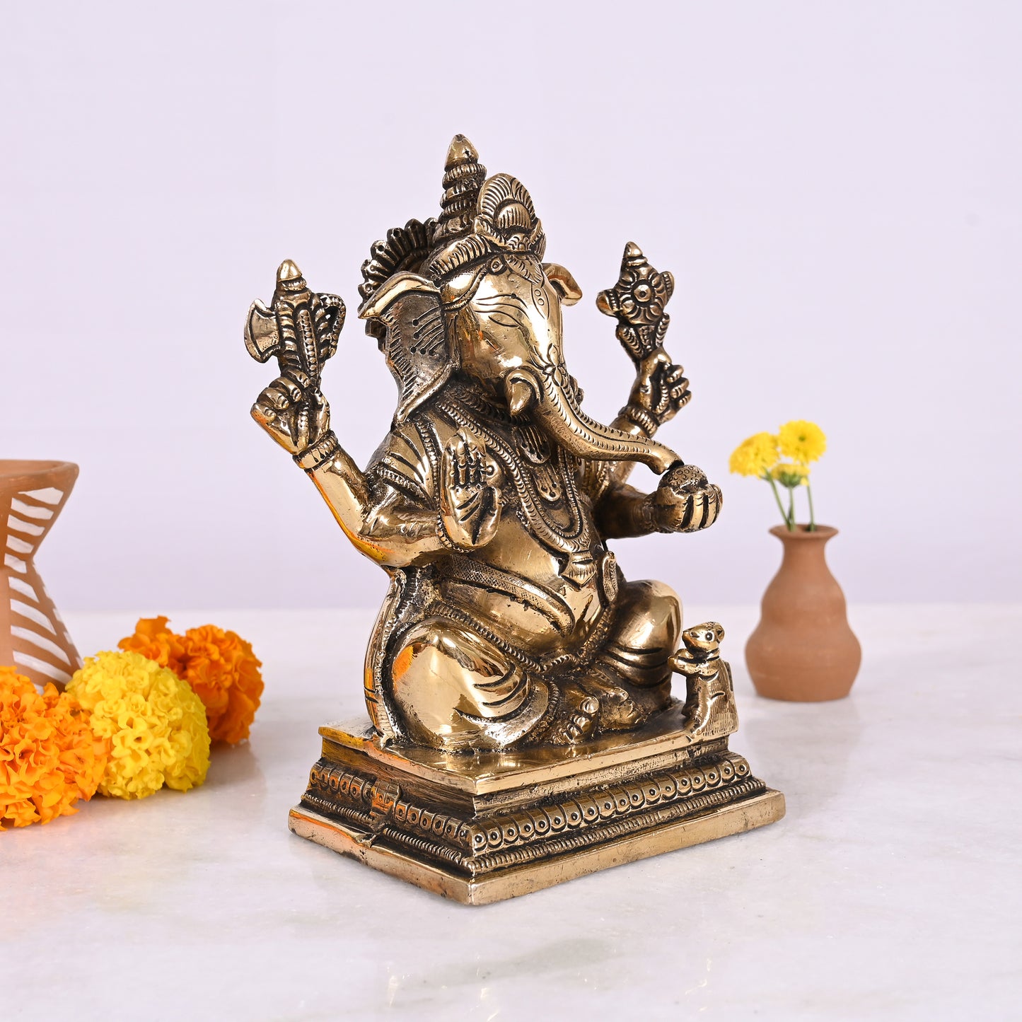 Brass Vinayagar Statue for home (7")