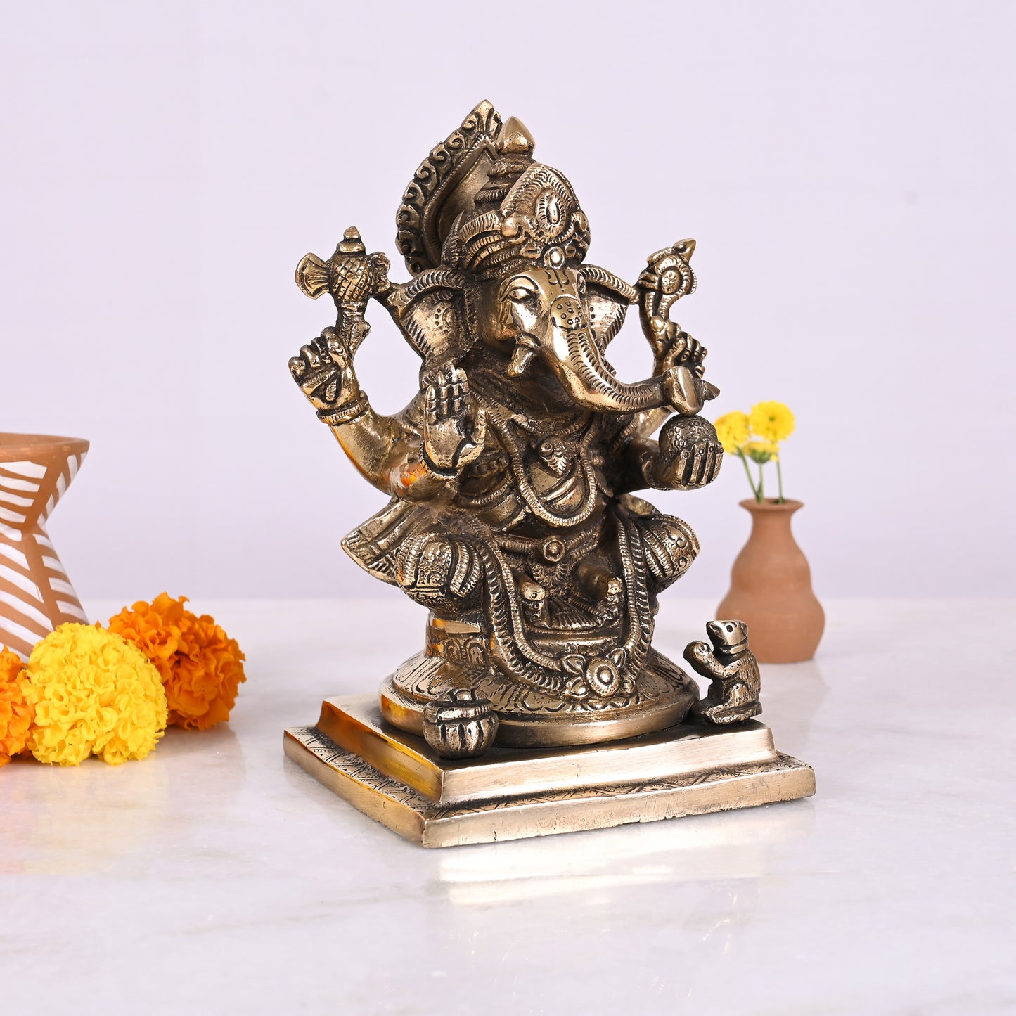 Brass Ganesh Murti (7")