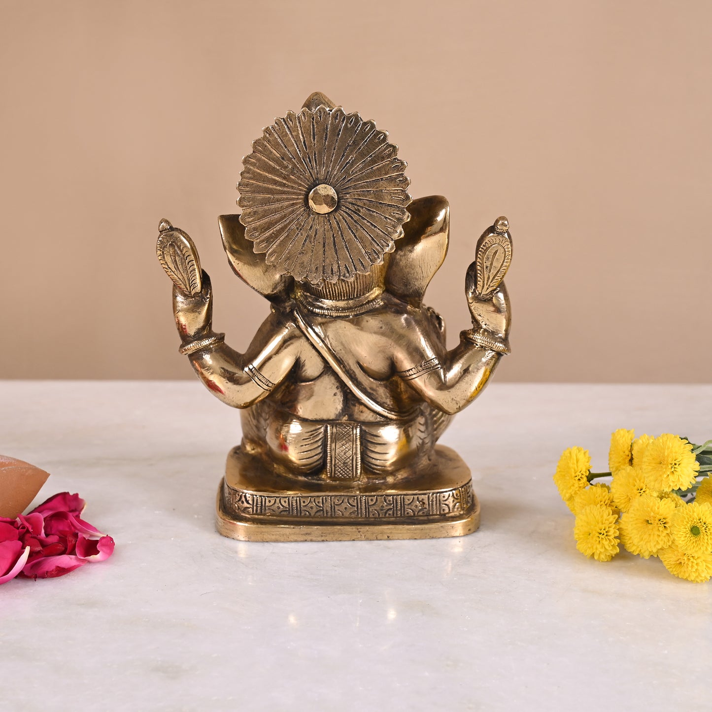 brass antique ganesh murti (8")