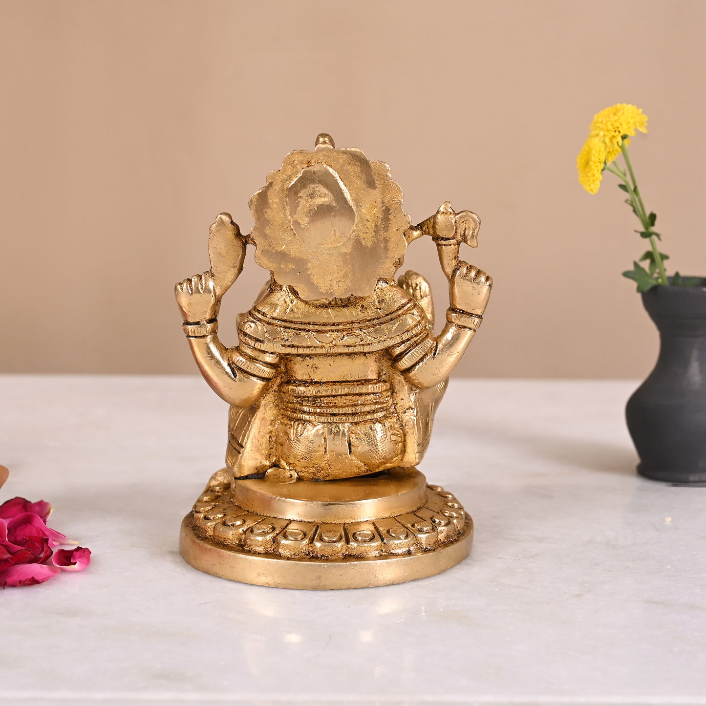 Shiny Brass Ganesh Idol (4")