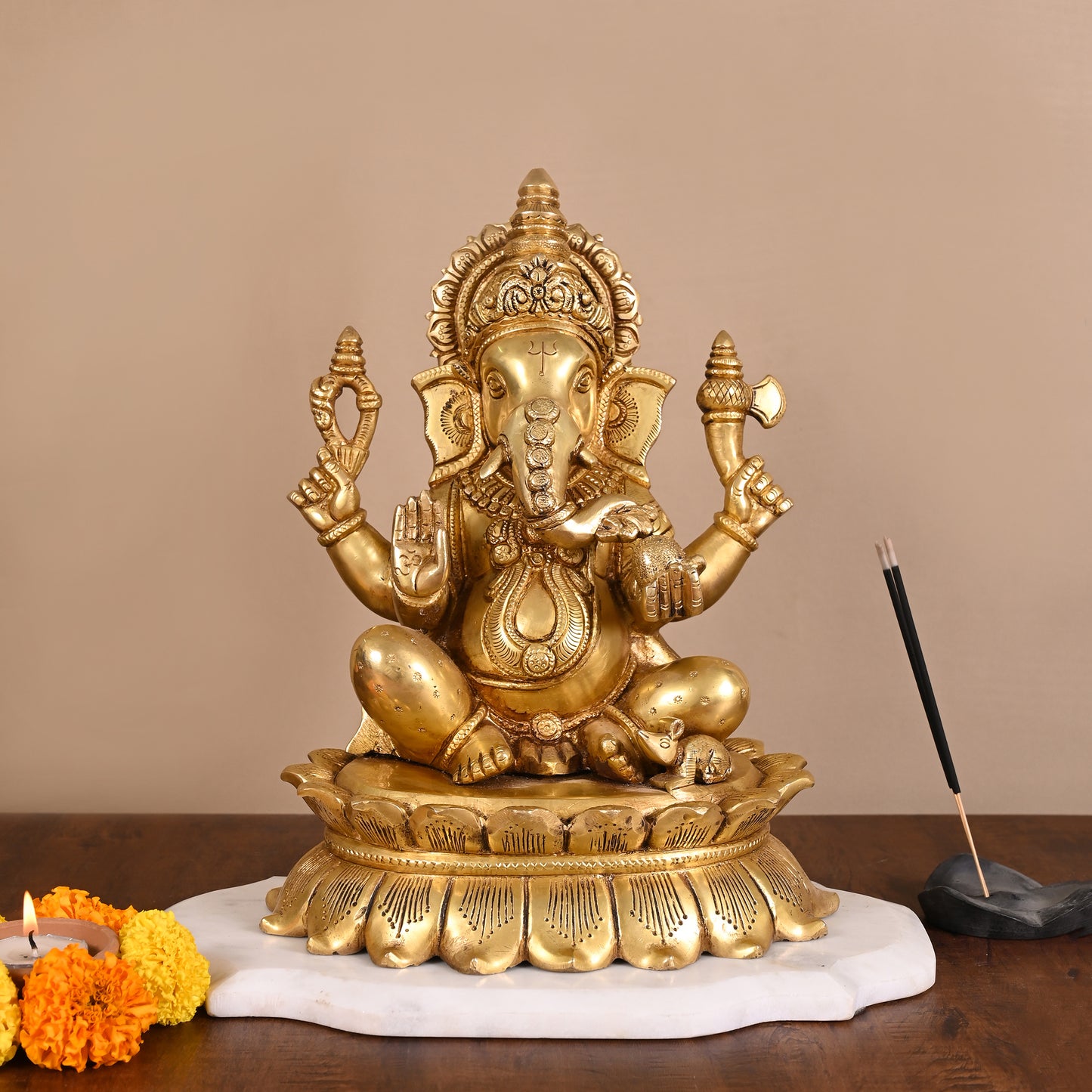 Brass Pooja Ganesh Idol (11.5")