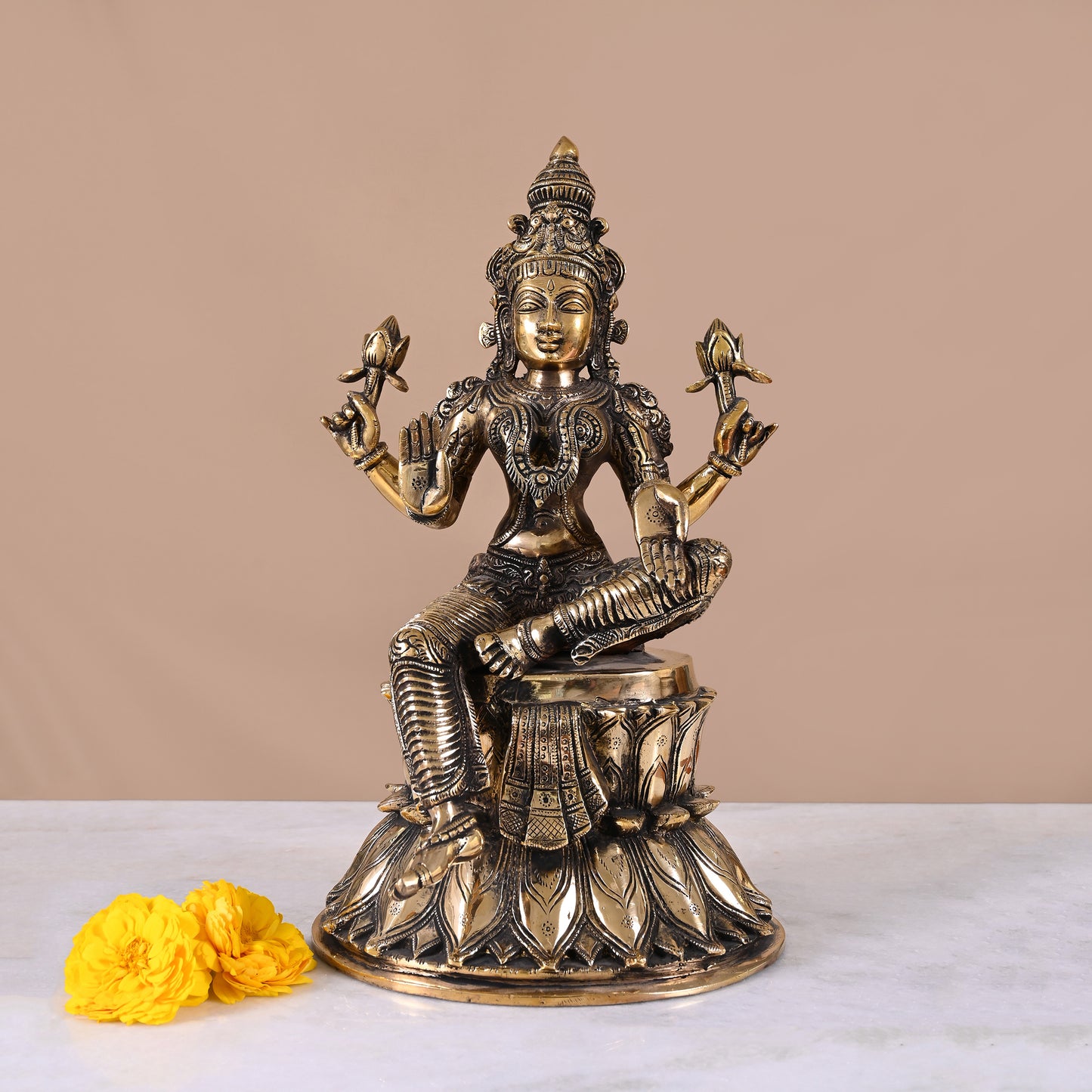 Large Brass Lakshmi Statue (14.5")