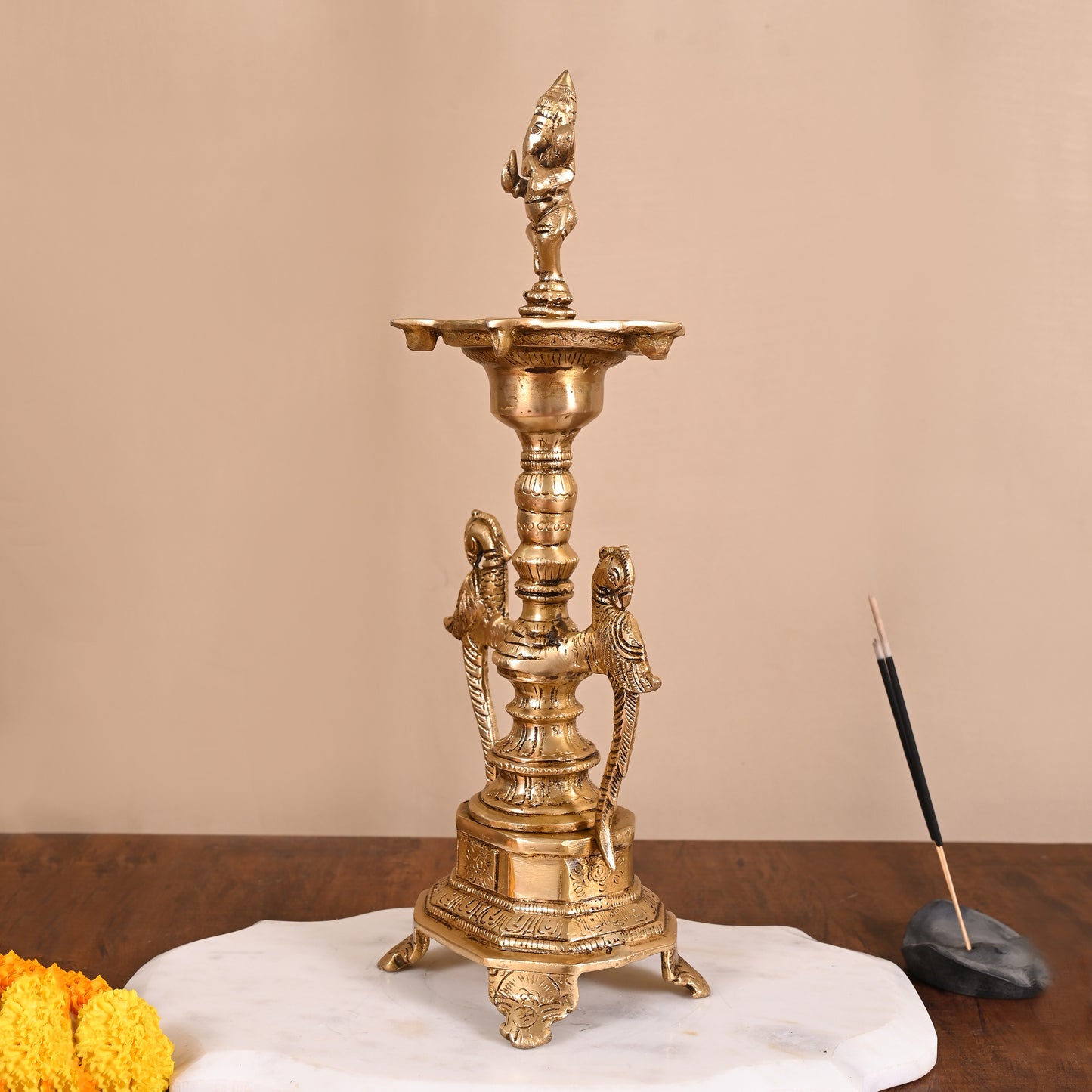 Brass Peacock Standing Lamp ( 14" )