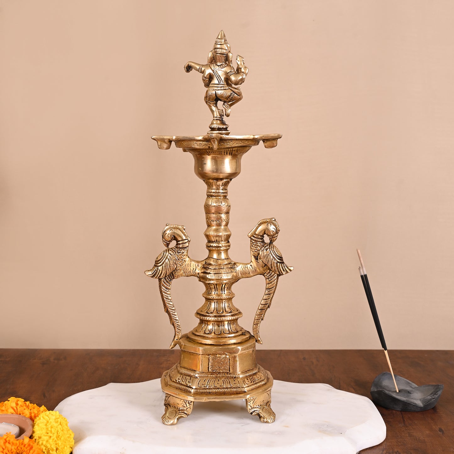 Brass Peacock Standing Lamp ( 14" )
