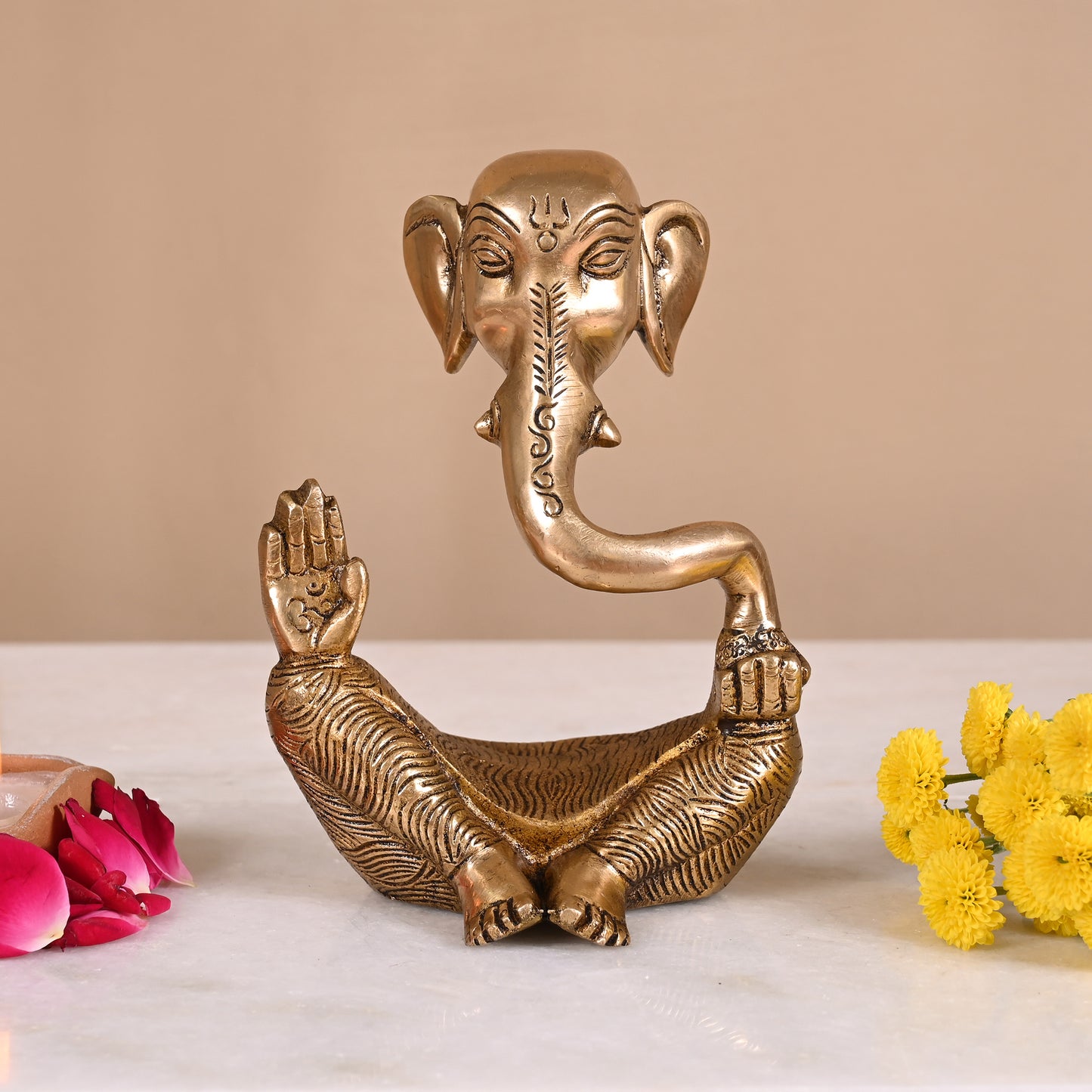 Brass Ganesha Modern Murti (6")