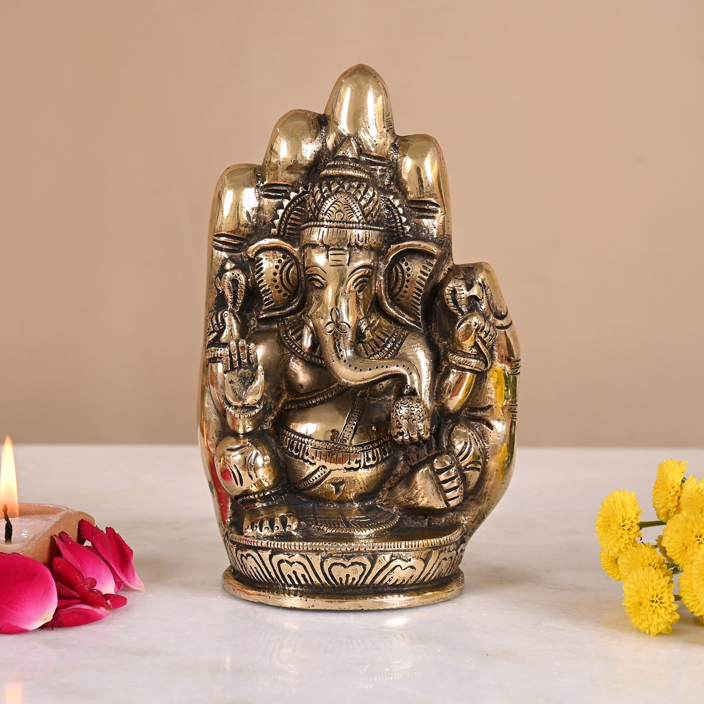 Handmade Brass Ganesh Idol ( 6" )