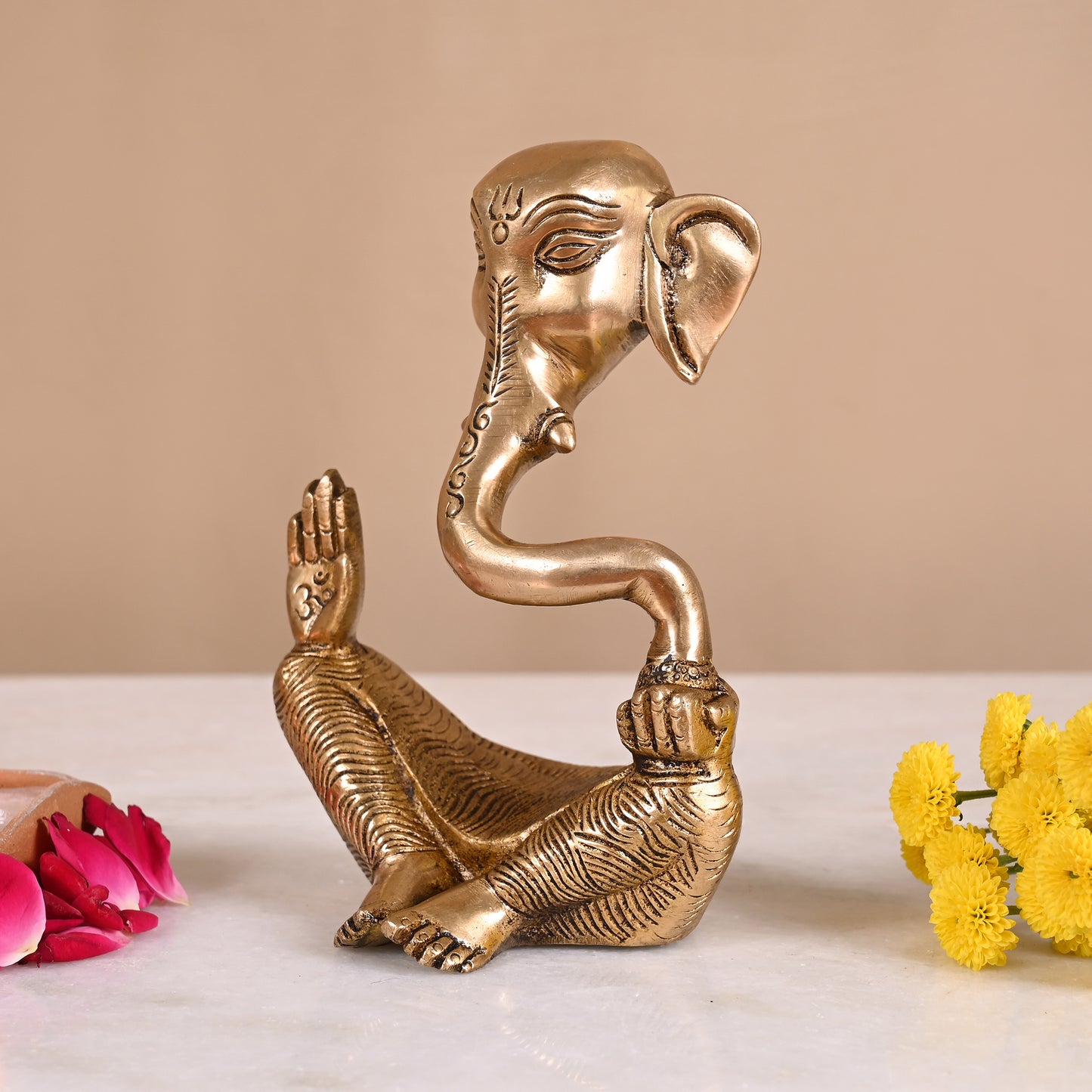 Brass Ganesha Modern Murti (6")