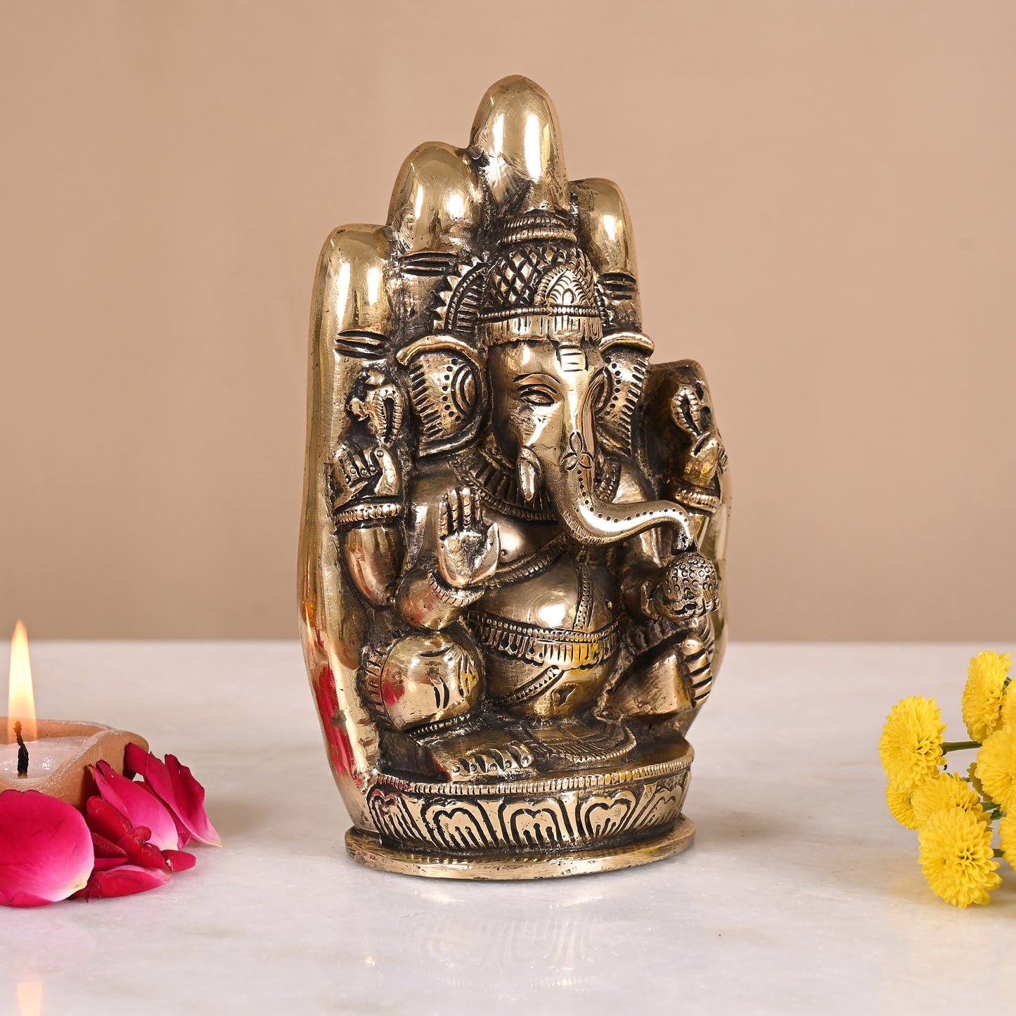 Handmade Brass Ganesh Idol ( 6" )