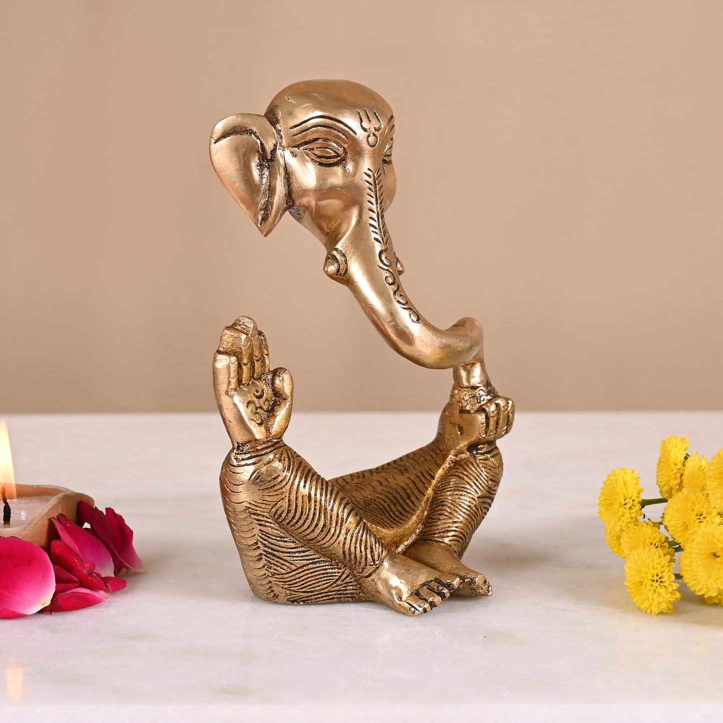 Brass Ganesha Modern Murti (6")