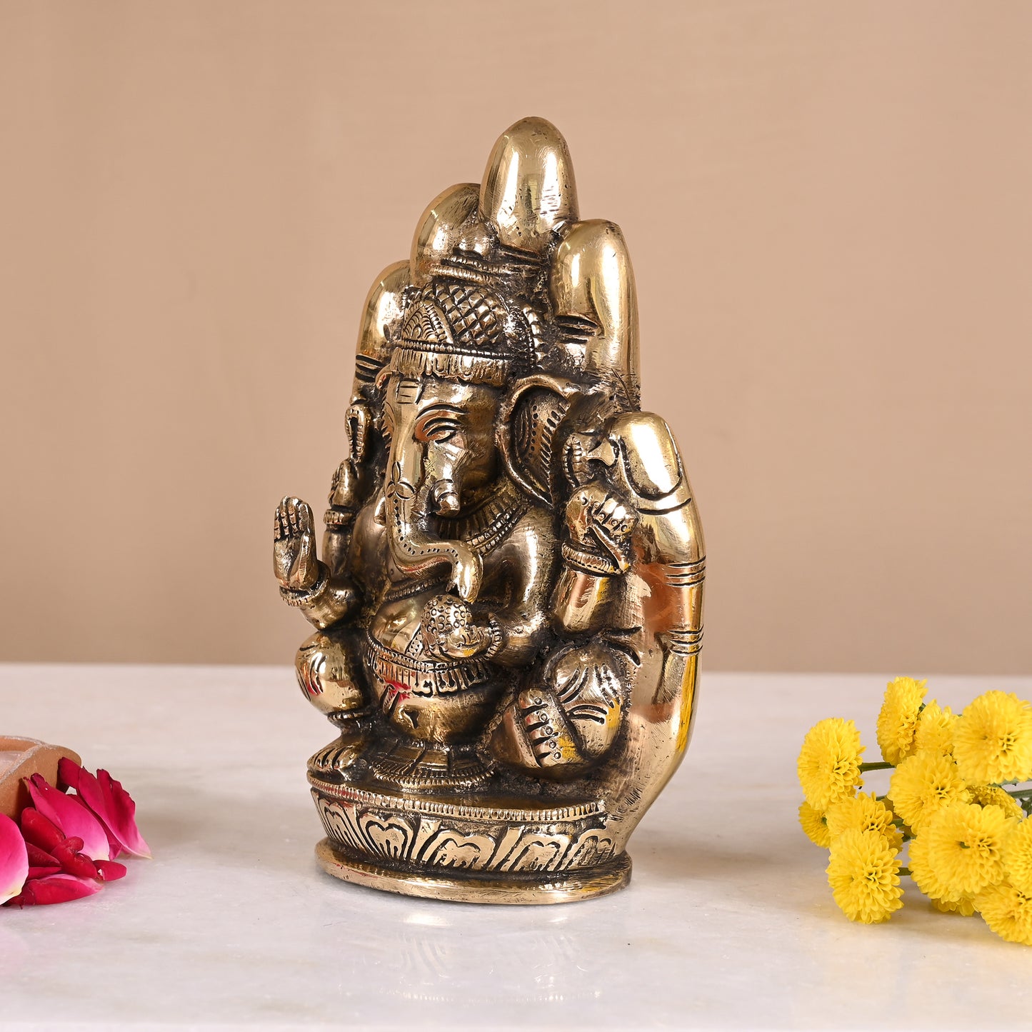 Handmade Brass Ganesh Idol ( 6" )