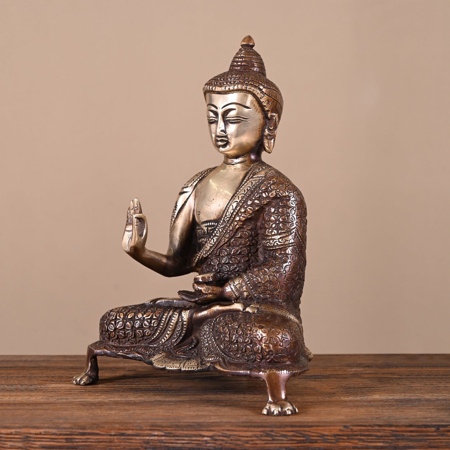 Brass Buddha Idol (11")
