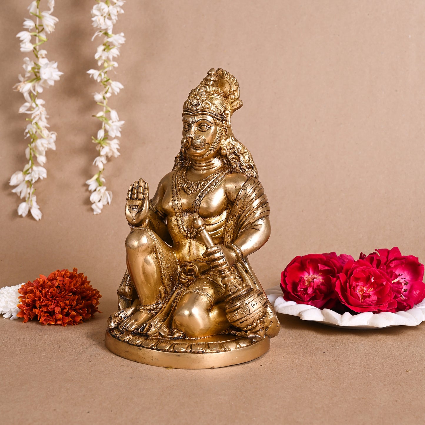 Brass Lord Hanuman Idol ( 9" )