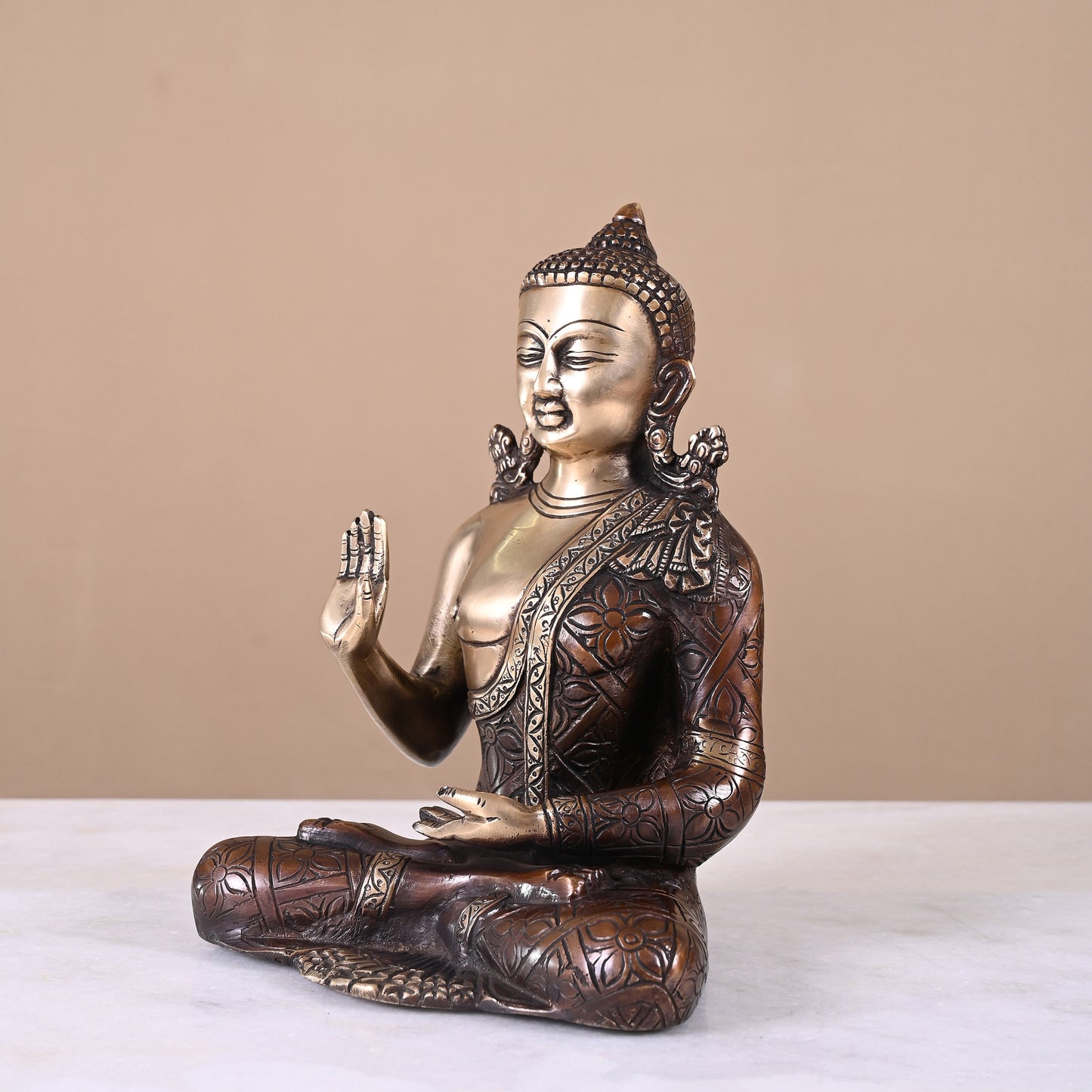 Brass Meditating Buddha (8")
