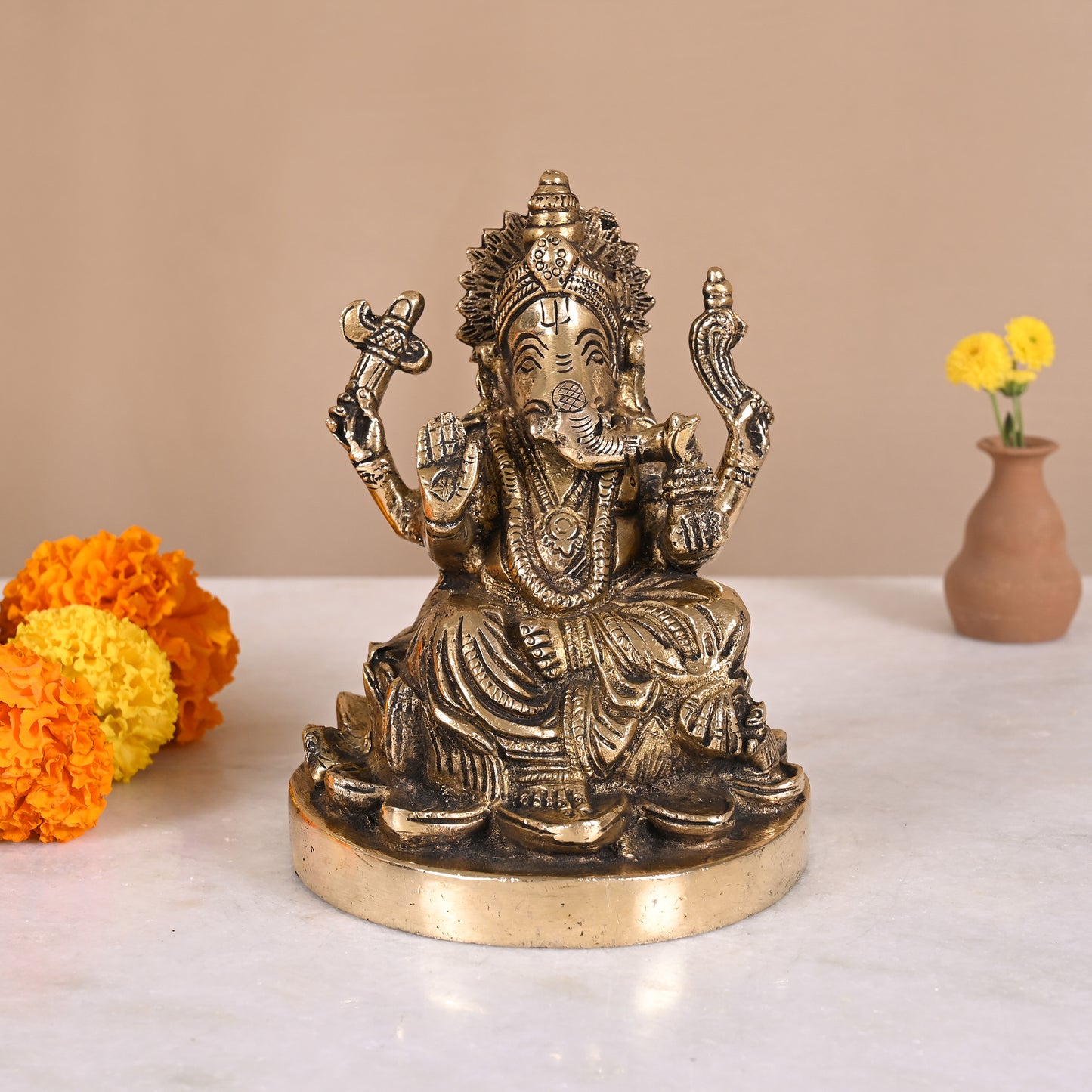 Brass Ganesh Idol (6")
