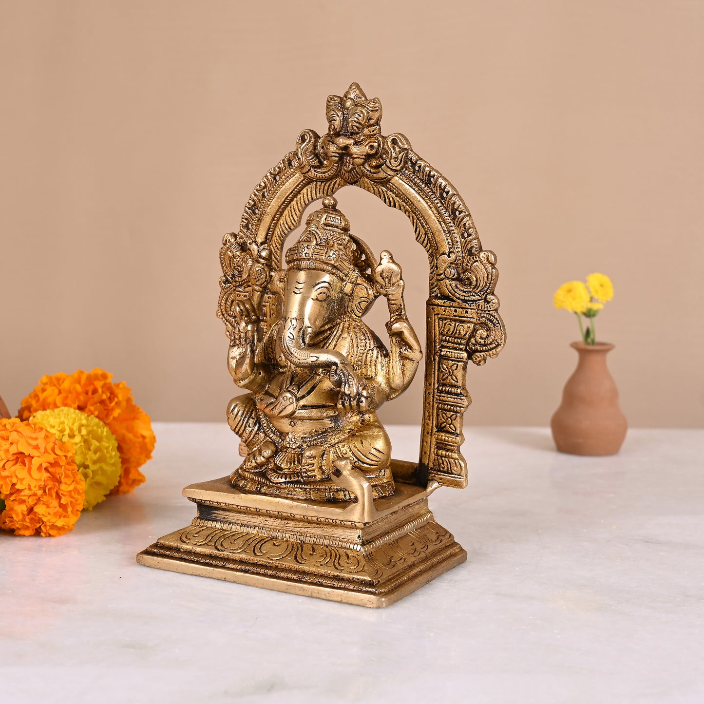 Brass Vinayagar Statue for Home (7")