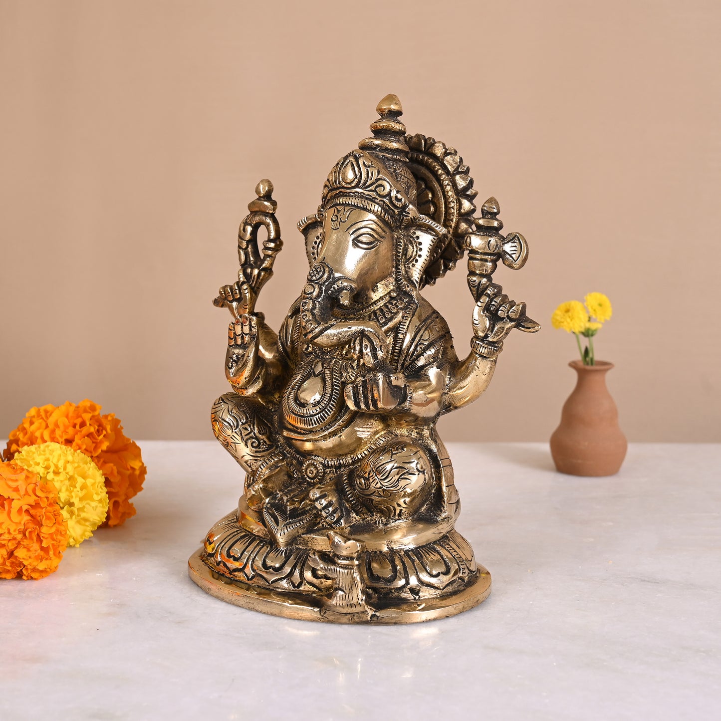 Brass Antique Ganesh Murti ( 7" )
