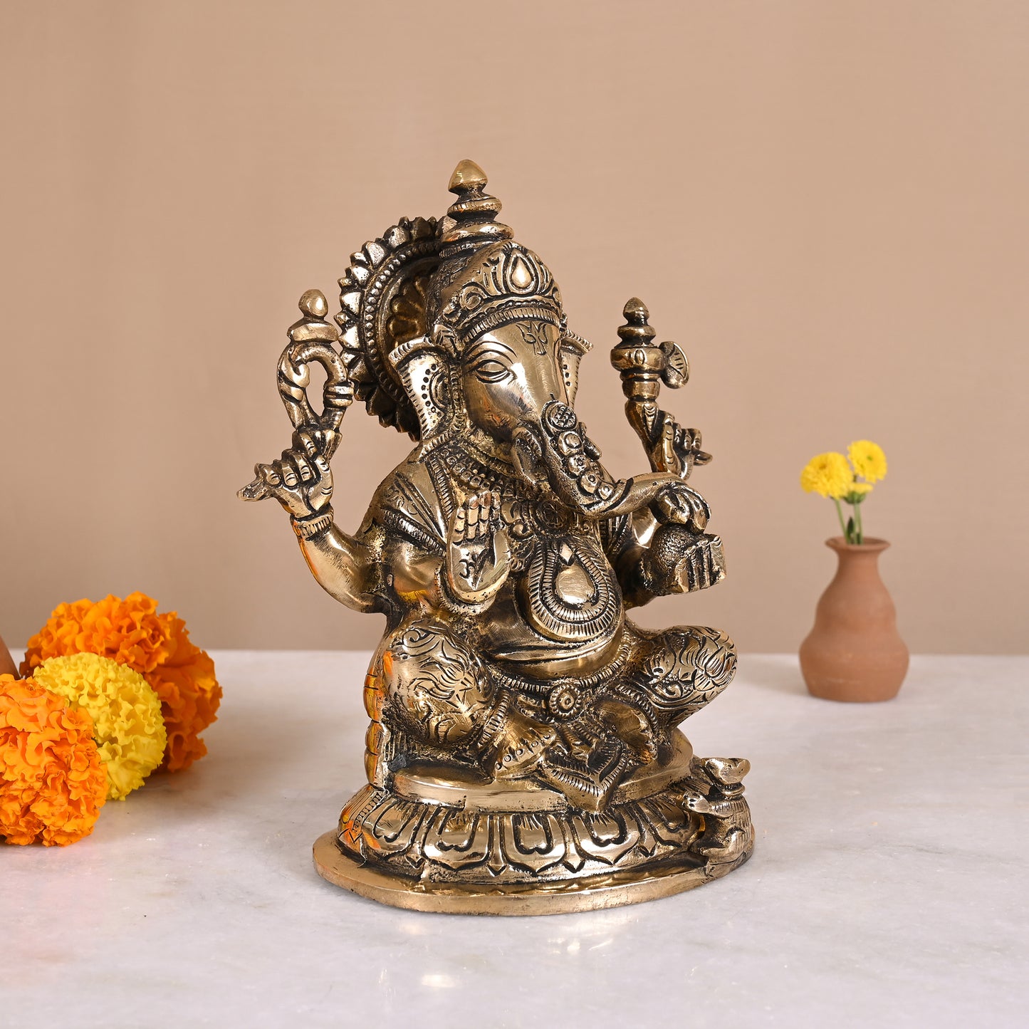 Brass Antique Ganesh Murti ( 7" )