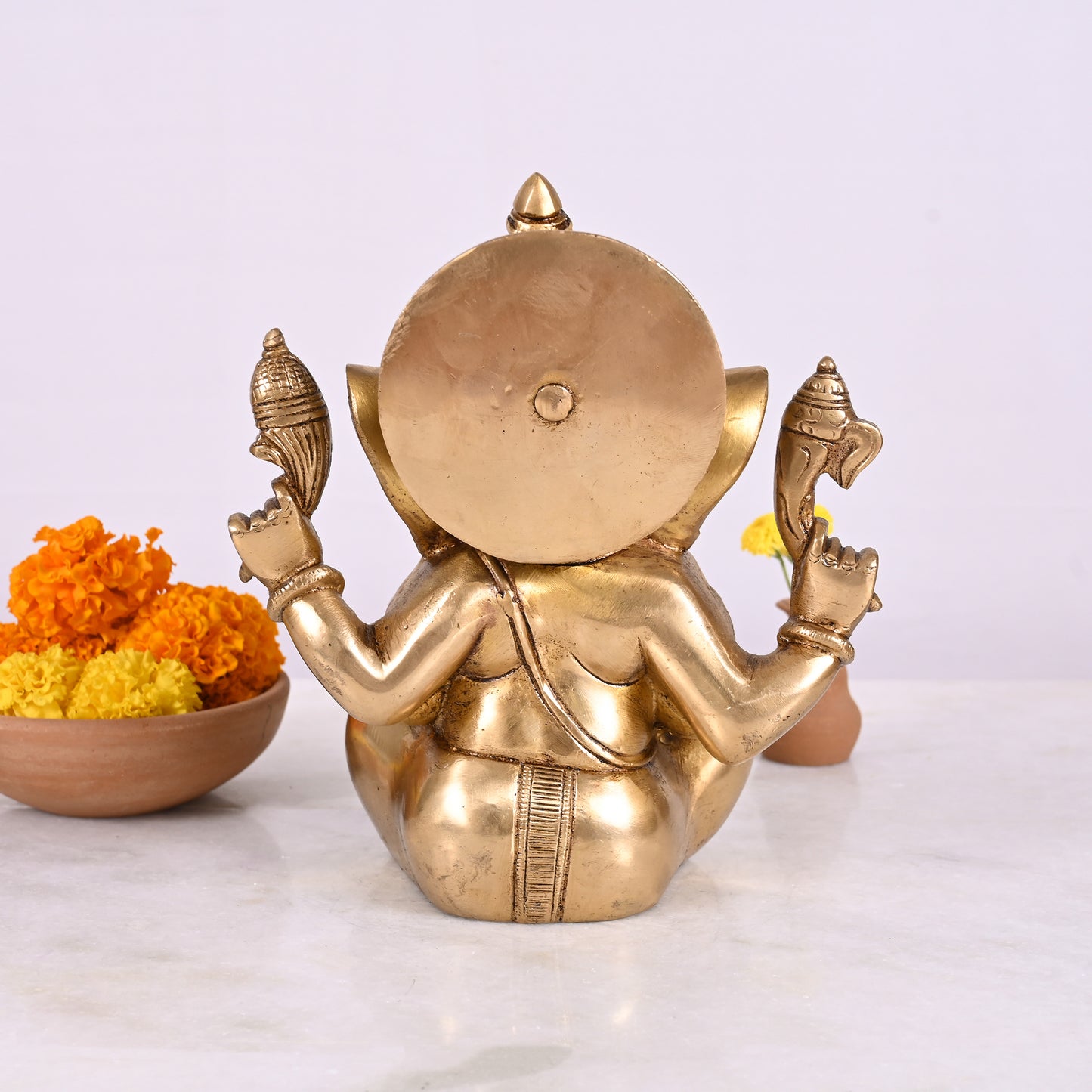 Brass Ganesh Idol for Pooja (8")