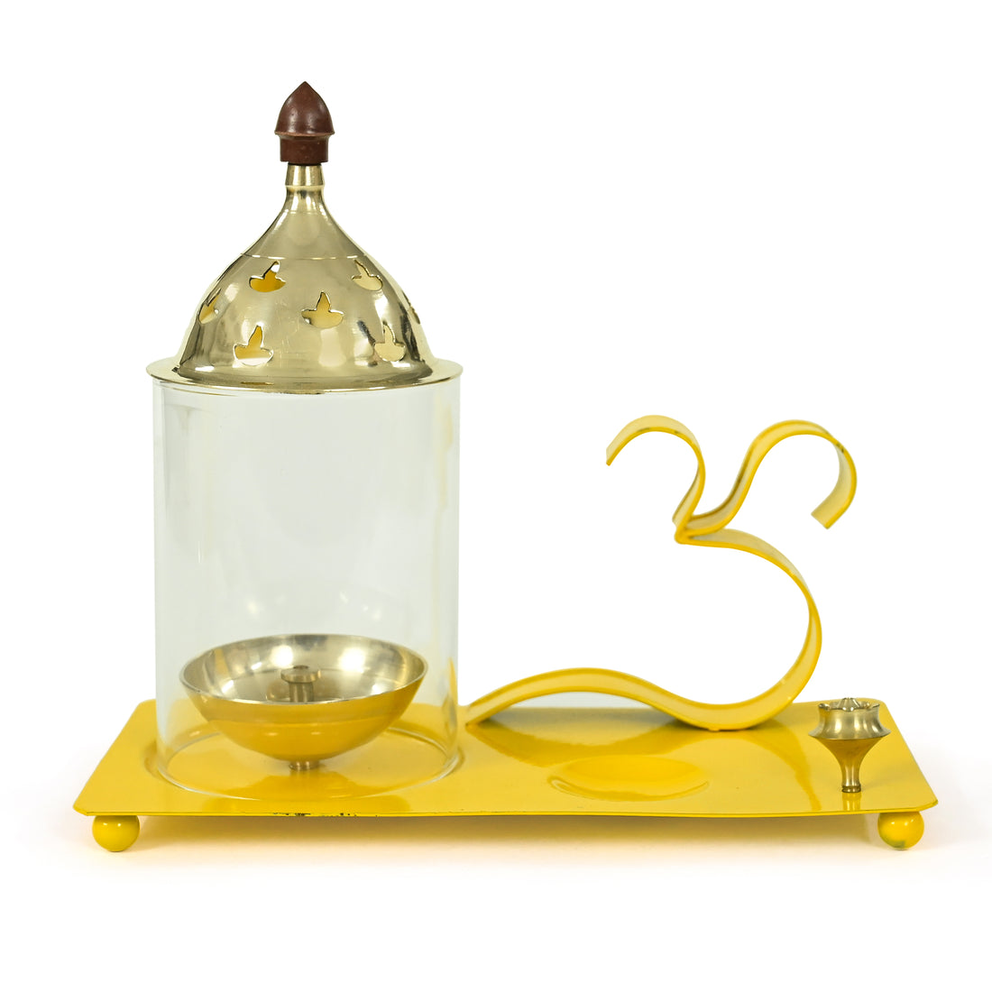 Brass Diya with OM symbol (8.86")