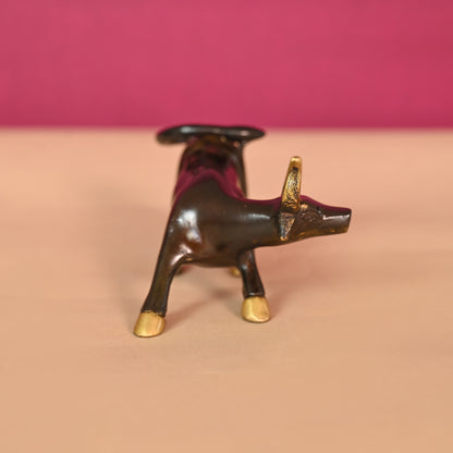 BRASS CHARGING BULL (5") + BRASS GEMSTONE WORK HORSE CART REPLICA DECOR SHOWPIECE
