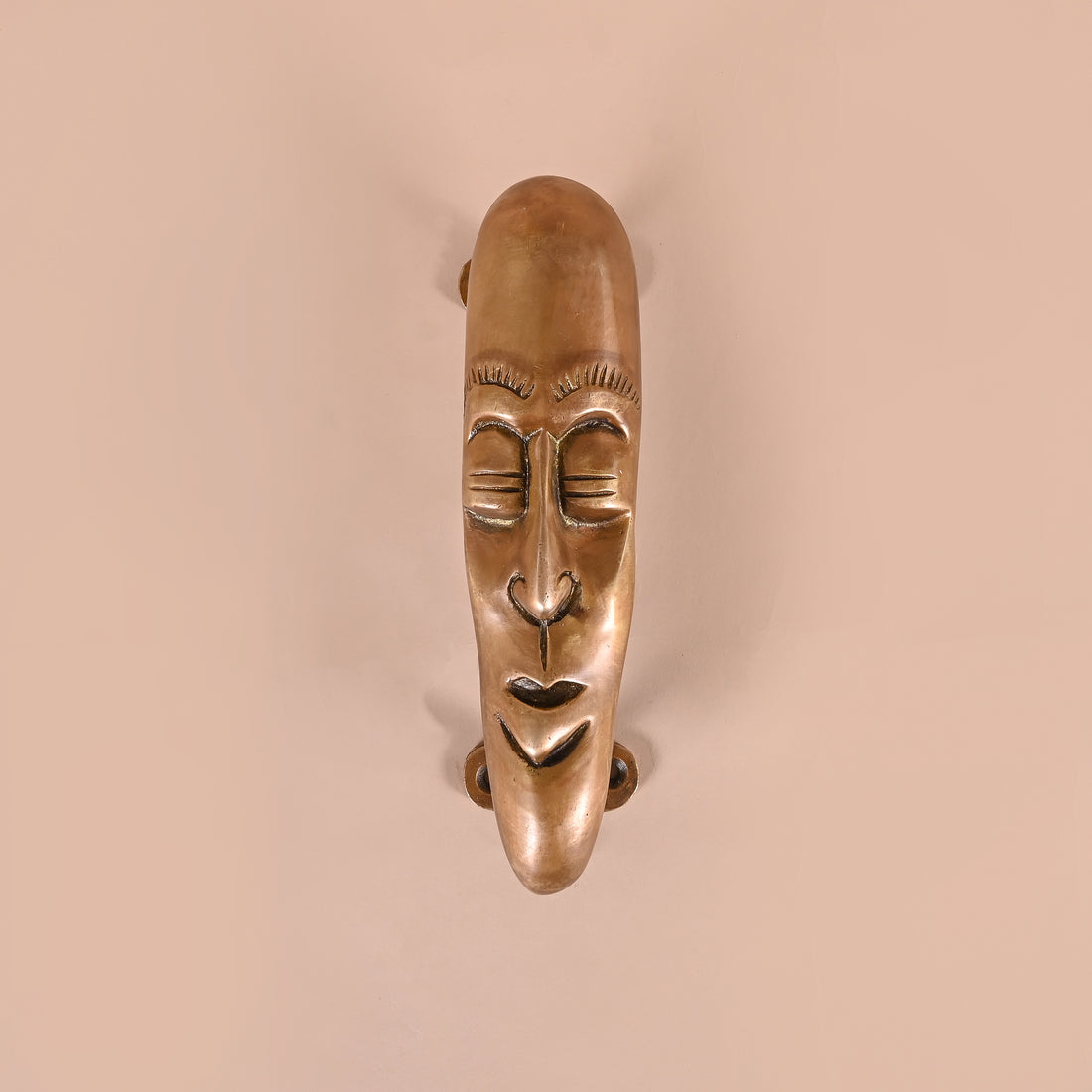 Brass Tribal Man Face Door Handle