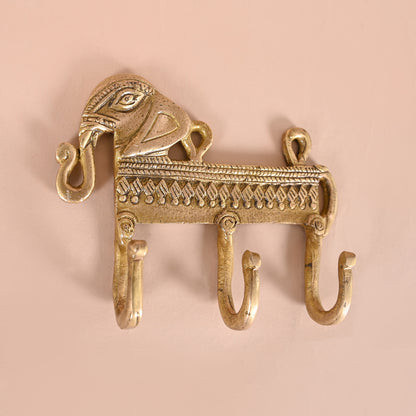 Brass Ethnic Elephant Design Key Holder