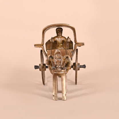 BRASS CHARGING BULL (5") + BRASS GEMSTONE WORK HORSE CART REPLICA DECOR SHOWPIECE