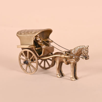BRASS CHARGING BULL (5") + BRASS GEMSTONE WORK HORSE CART REPLICA DECOR SHOWPIECE