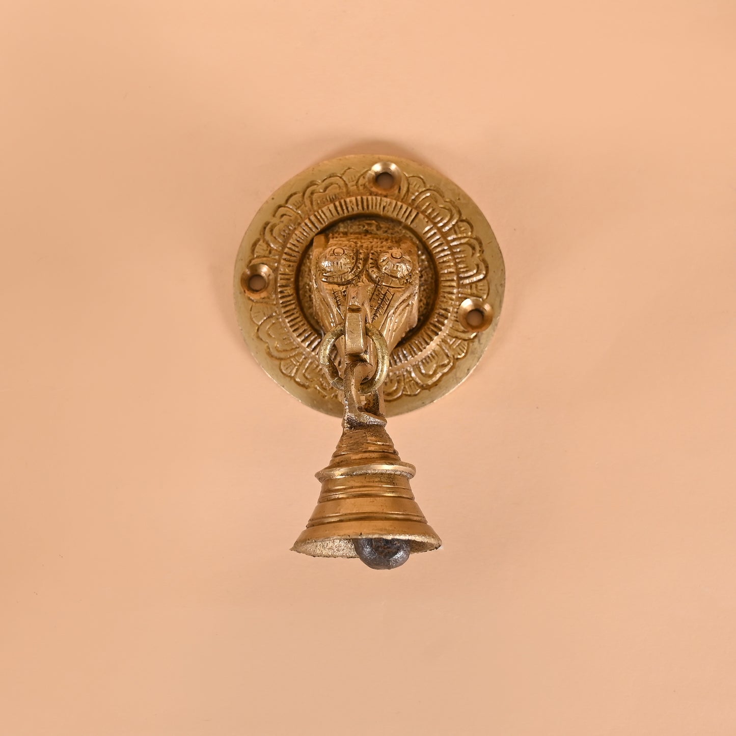 Brass Elephant Face Wall & Door Decorative Bell Pair