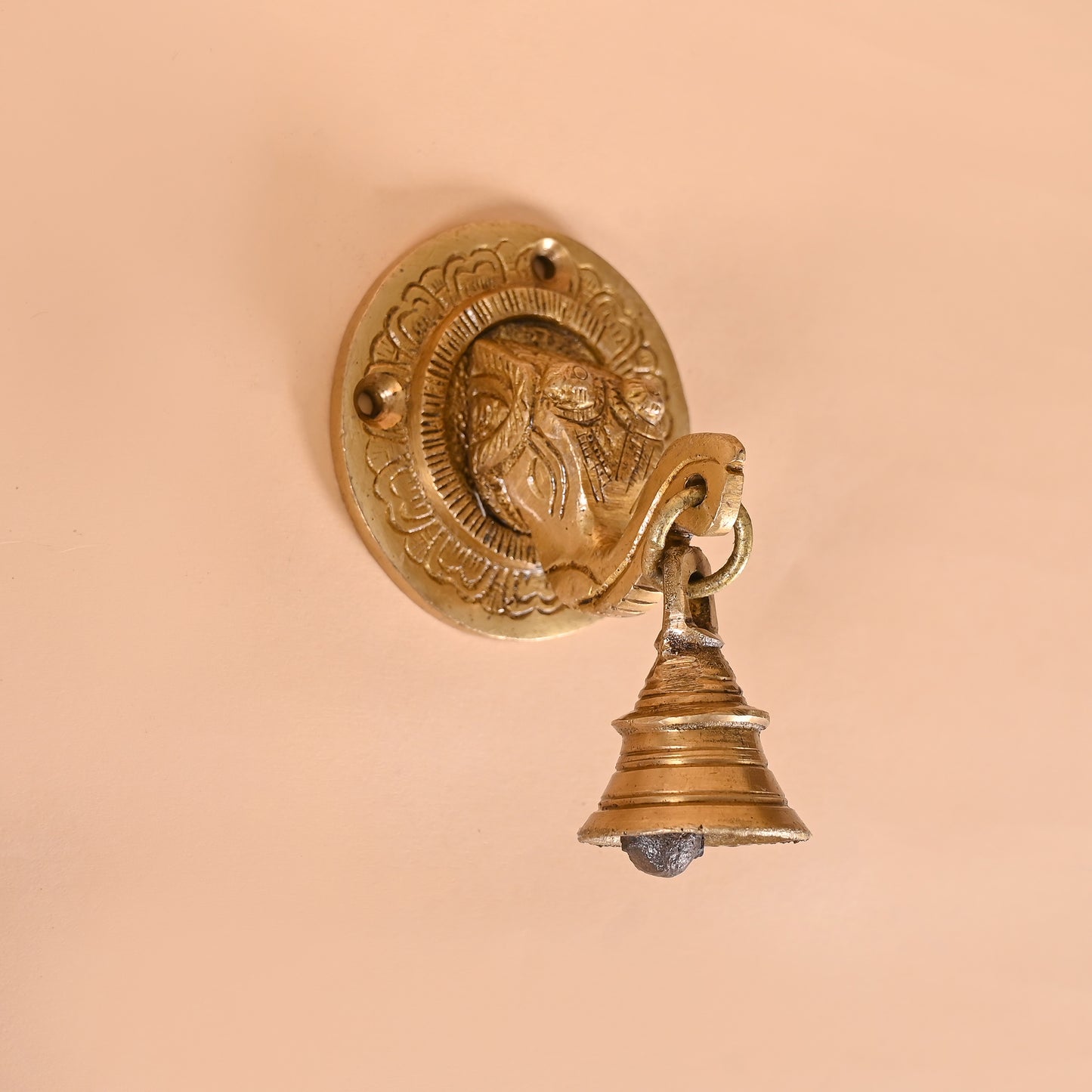 Brass Elephant Face Wall & Door Decorative Bell Pair
