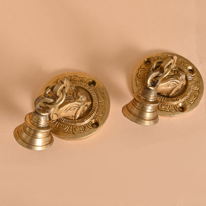 Brass Elephant Face Wall & Door Decorative Bell Pair