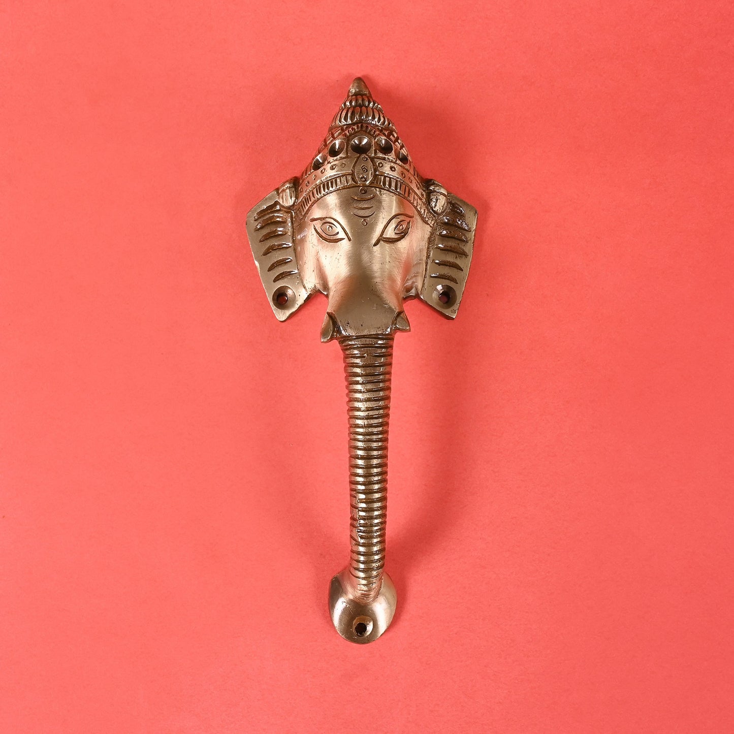 BRASS GANESHA DESIGN DOOR HANDLE + BRASS DANCING GANESHA DECOR IDOL