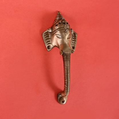 BRASS GANESHA DESIGN DOOR HANDLE + BRASS DANCING GANESHA DECOR IDOL