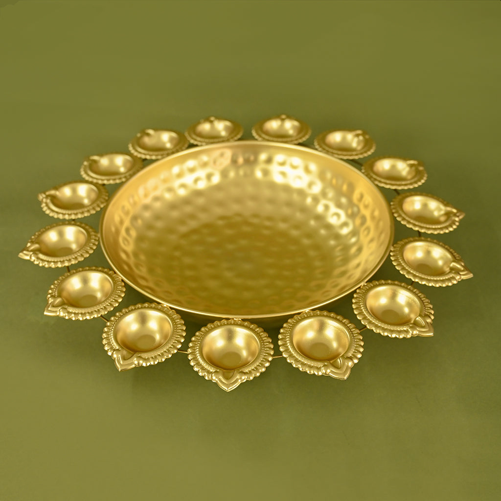 Metal Decorative Flower Urli Set of 3