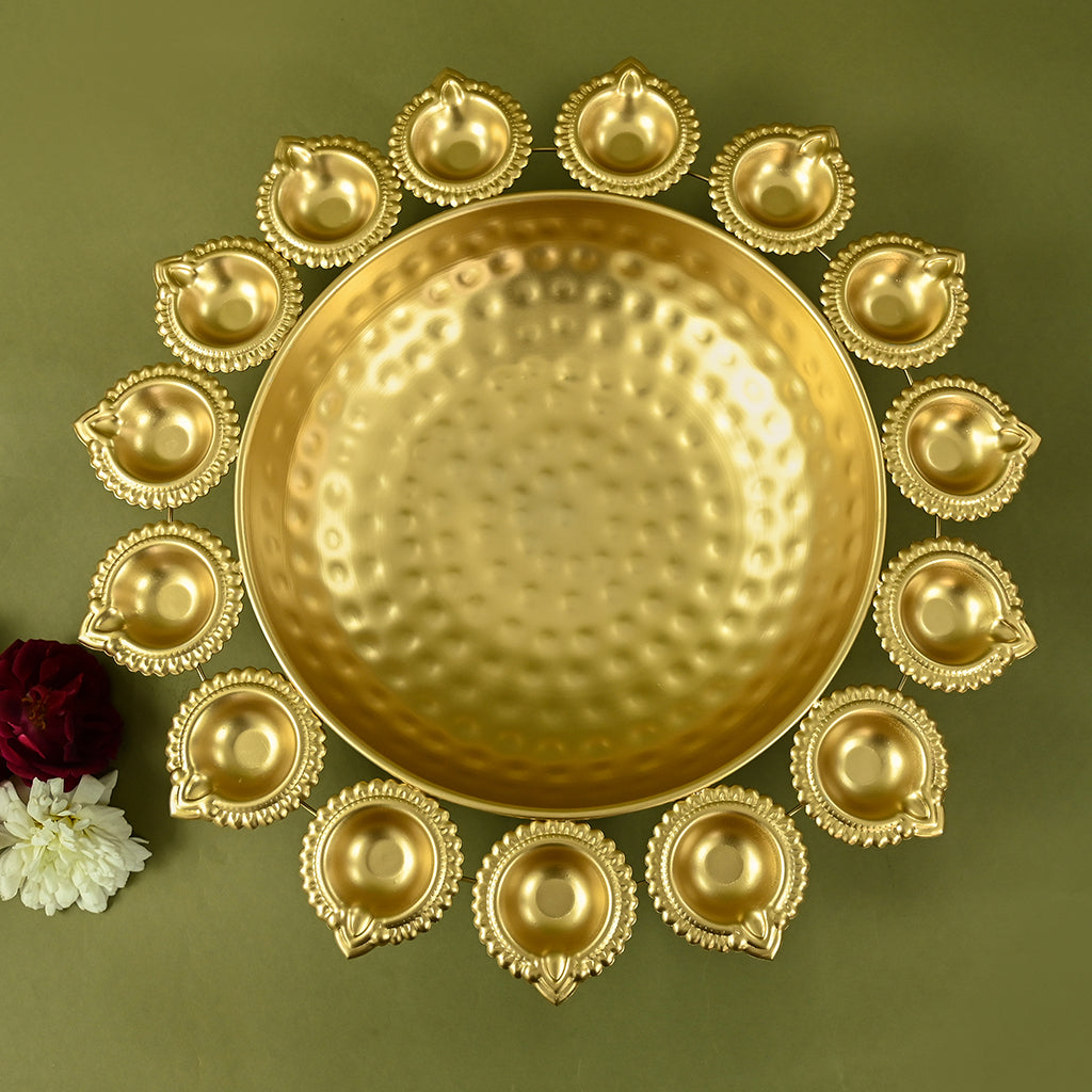 Metal Decorative Flower Urli Set of 3