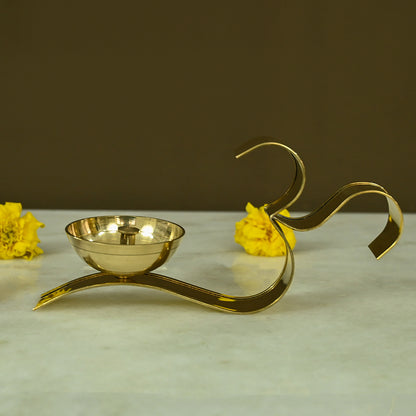 Brass OM Akhand Brass Diya for Pooja