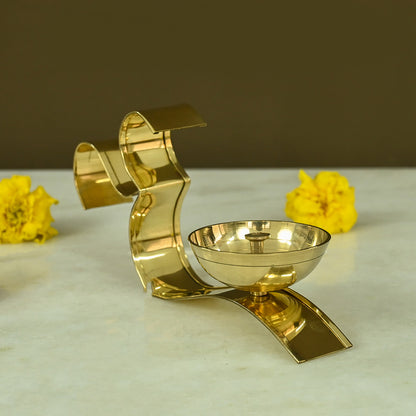Brass OM Akhand Brass Diya for Pooja