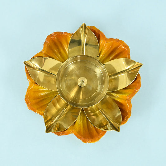 Brass Colorful Flower Diya