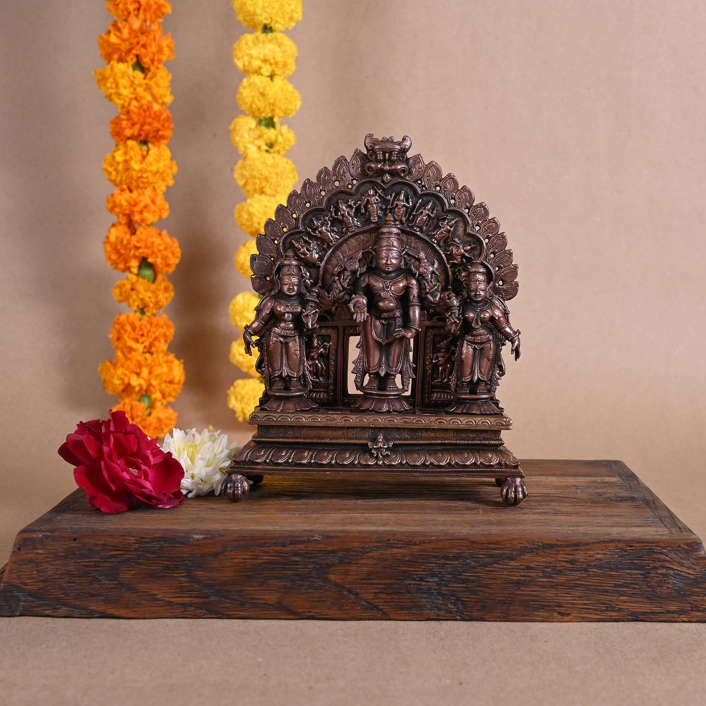 Sridevi Bhudevi Sameta Venkateswara Swamy Idols Statue Copper Set ( 7" )